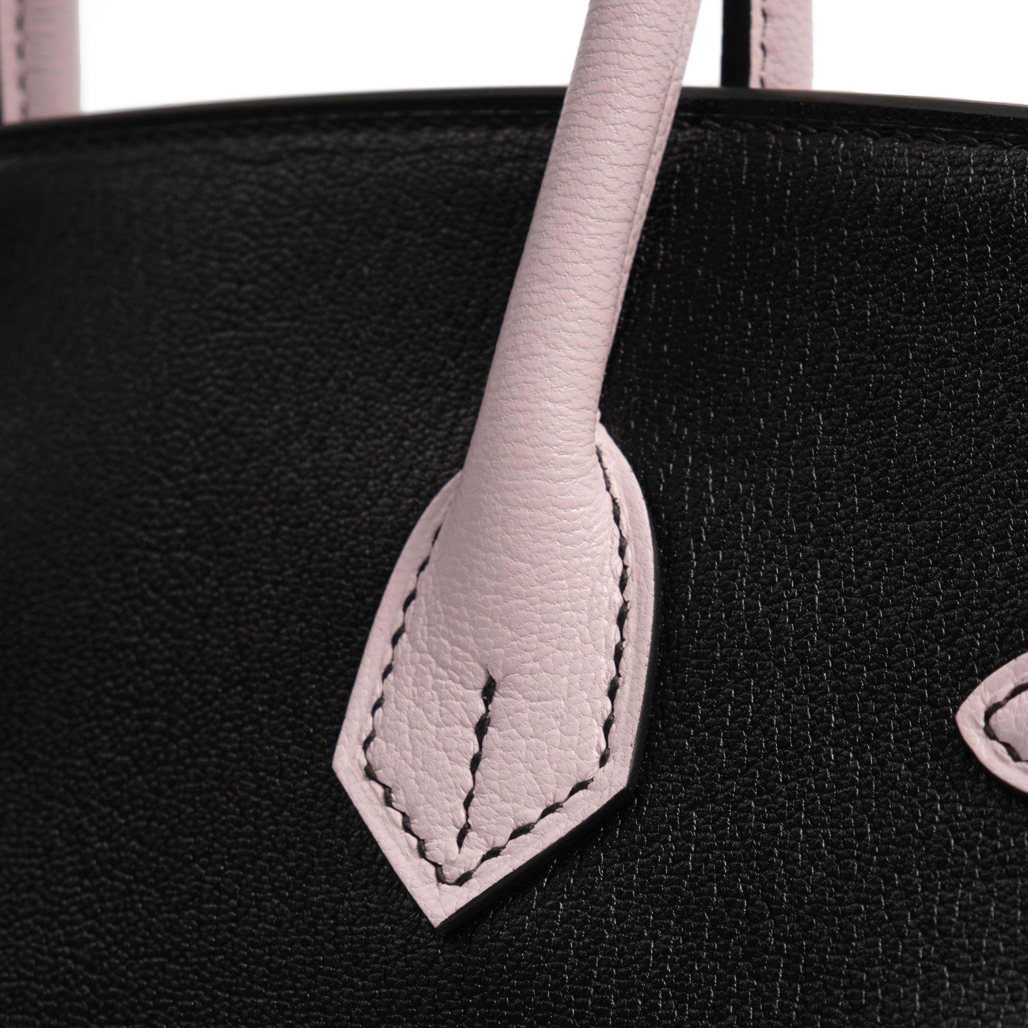 Сумка HERMES Birkin 25 HSS Noir / Rose Sakura Cuir Veau et Chèvre Finition Palladium