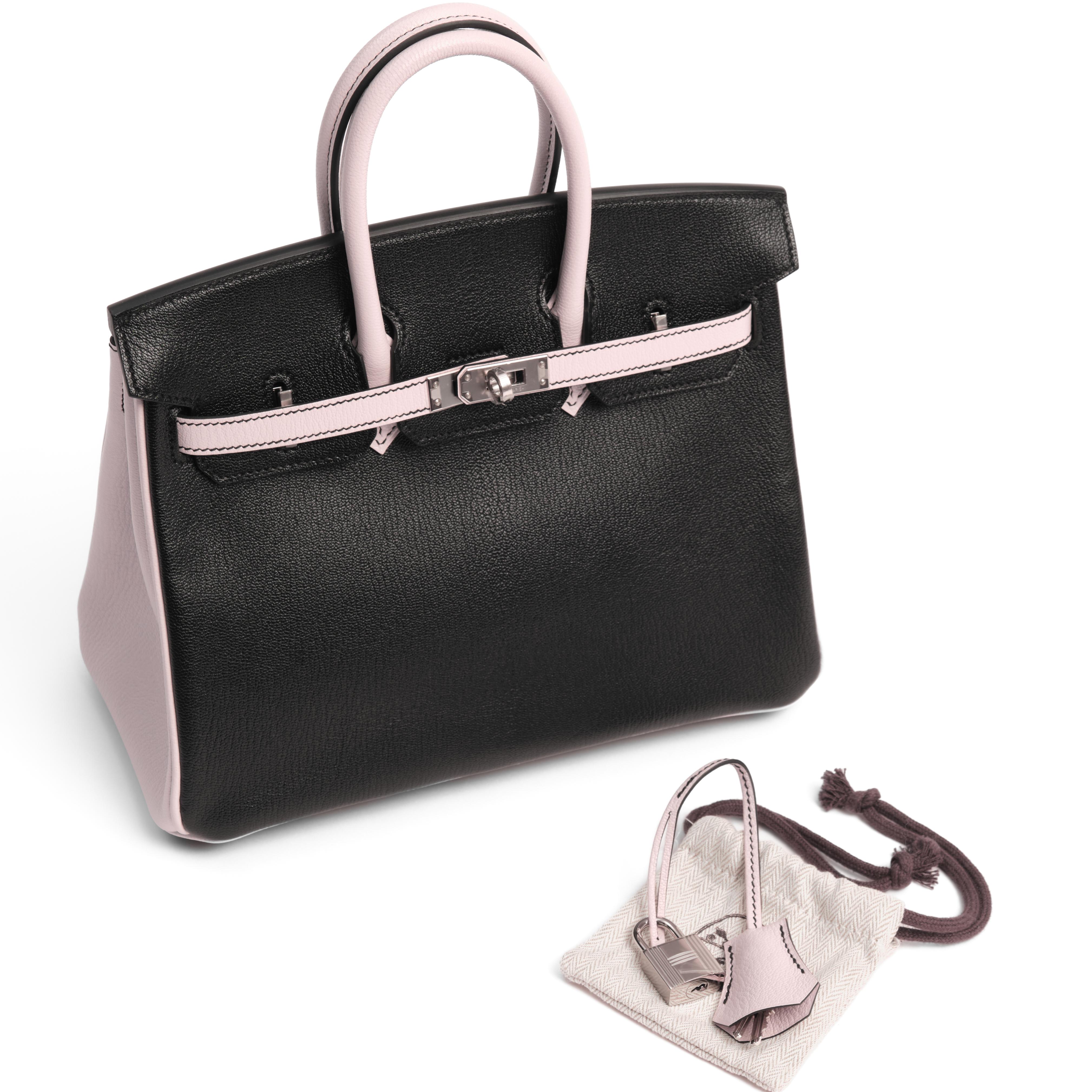 Сумка HERMES Birkin 25 HSS Noir / Rose Sakura Cuir Veau et Chèvre Finition Palladium