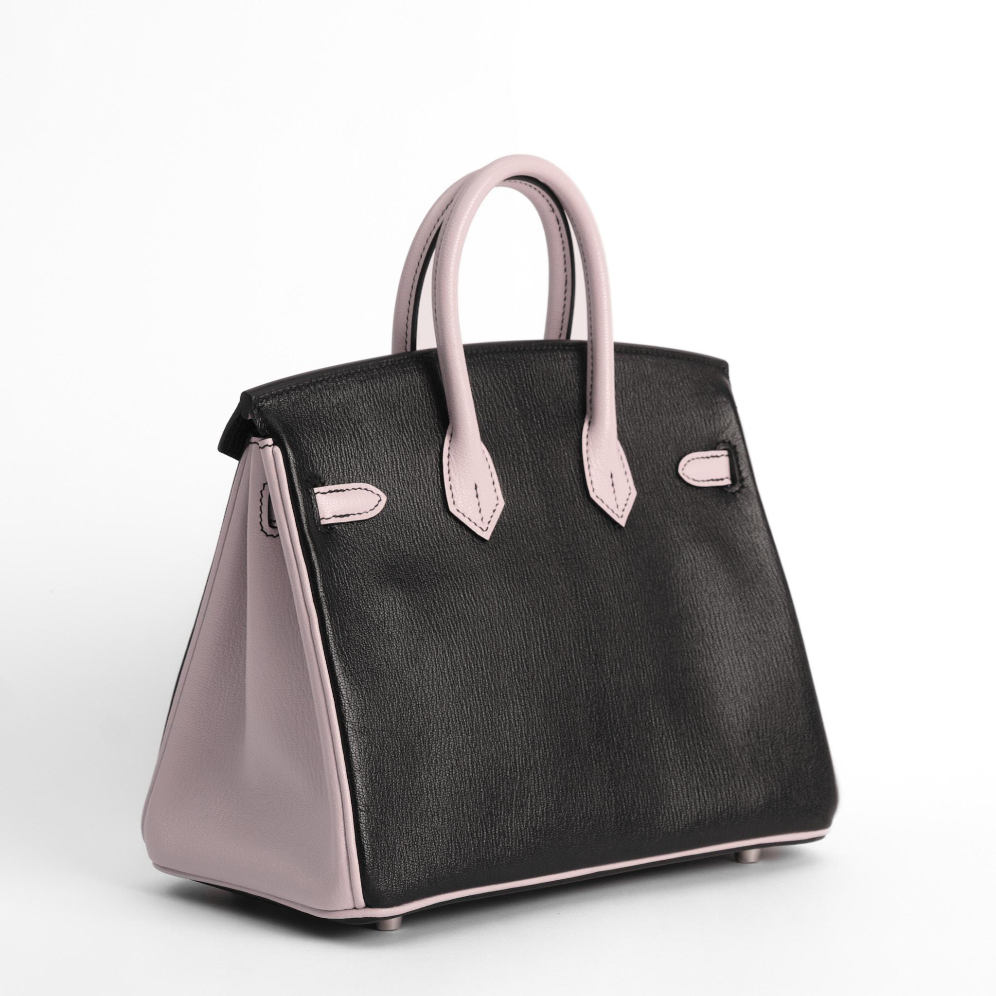 Сумка HERMES Birkin 25 HSS Noir / Rose Sakura Cuir Veau et Chèvre Finition Palladium