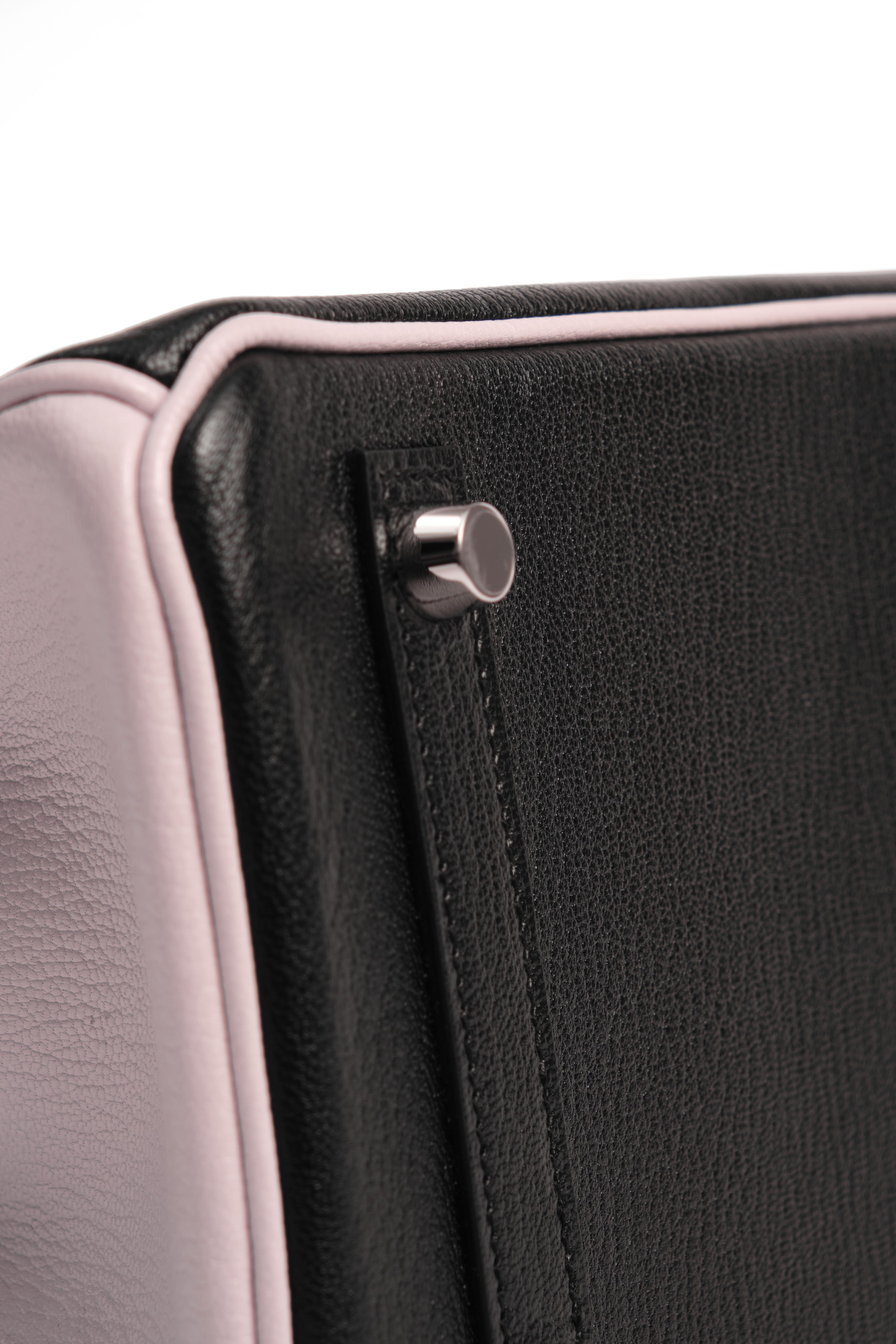 Сумка HERMES Birkin 25 HSS Noir / Rose Sakura Cuir Veau et Chèvre Finition Palladium