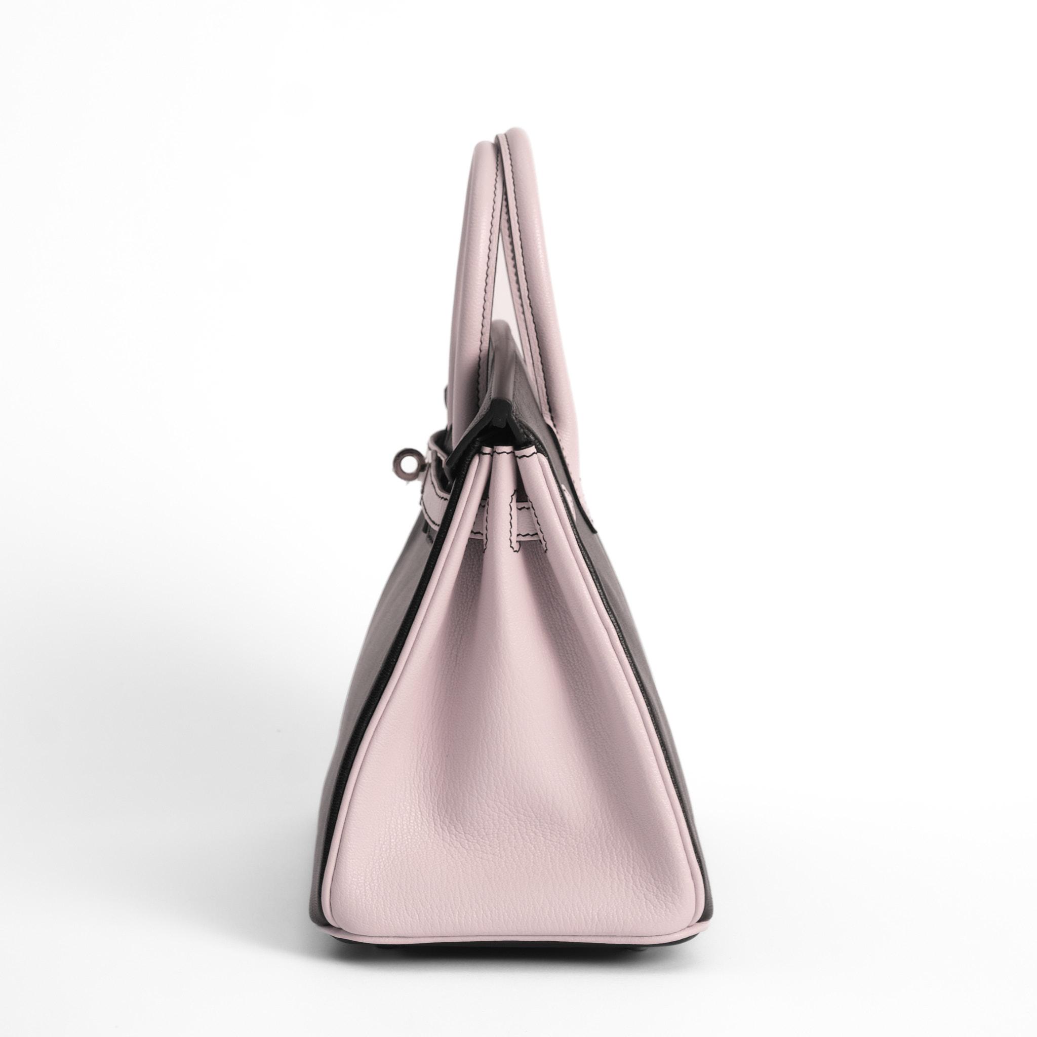 Сумка HERMES Birkin 25 HSS Noir / Rose Sakura Cuir Veau et Chèvre Finition Palladium