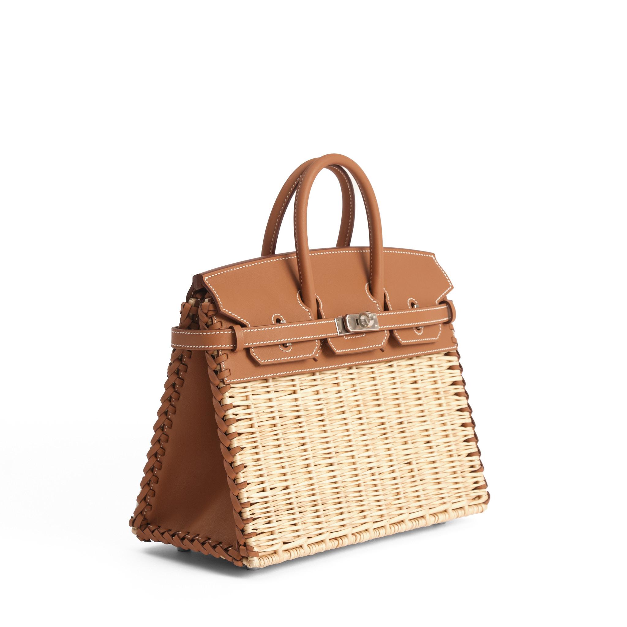 Limited Edition Gold Barénia and Osier Wicker Picnic HERMÈS Birkin 25
