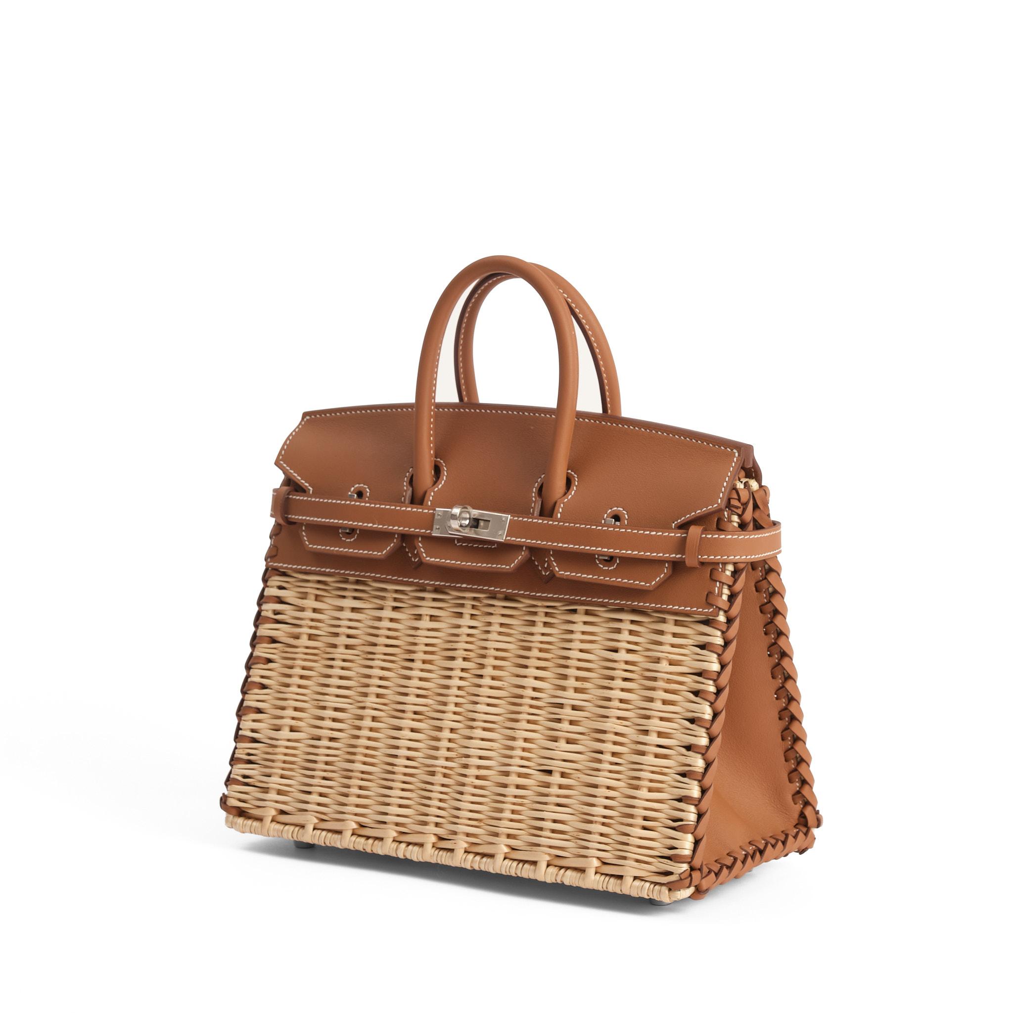 Limited Edition Gold Barénia and Osier Wicker Picnic HERMÈS Birkin 25